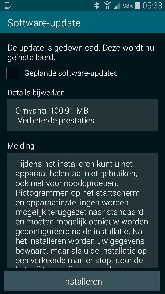 Software-update Samsung Galaxy S5