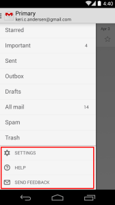 Settings gmail