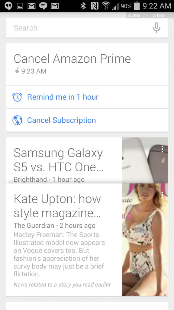 Google Now subscription