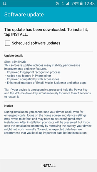Galaxy S6 update