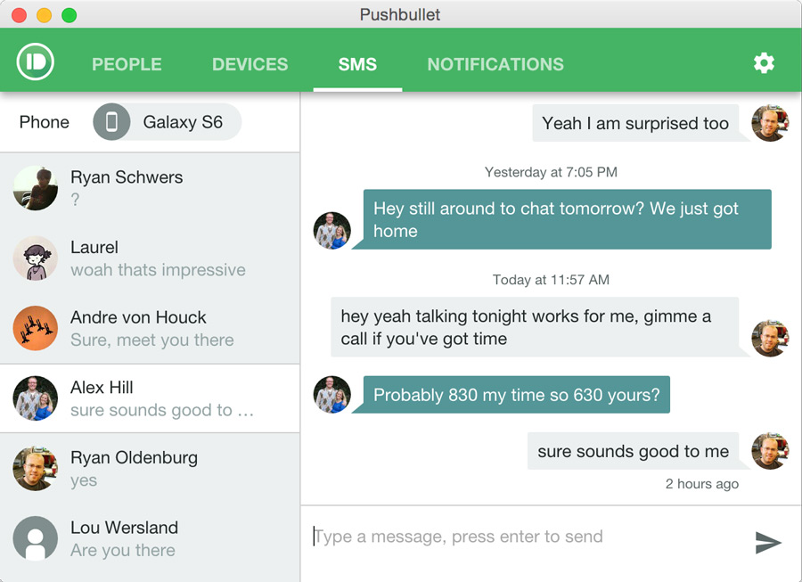 Pushbullet 16.3 sms