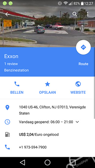 Google Maps 9.16 tankstation