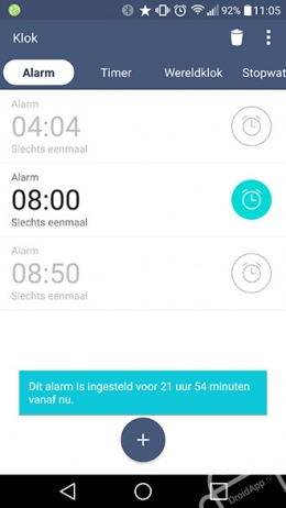 Wintertijd wekker Android