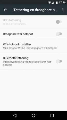 Android Tethering en draagbare hotspot