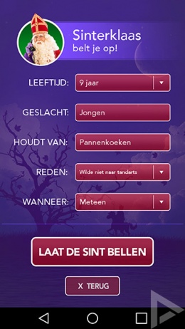 Bellen met Sinterklaas app