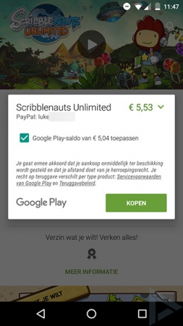 Play Store gecombineerd betalen