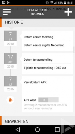 RDW Voertuig app