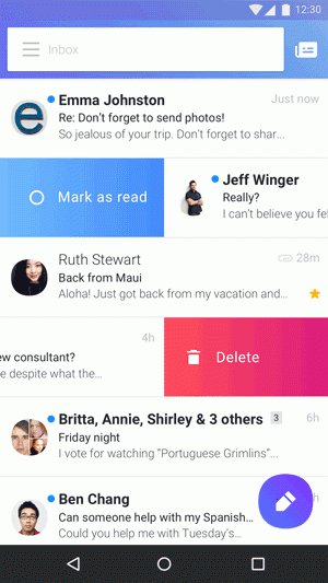 Yahoo mail swipe handelingen