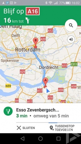 Google Maps tussenstop