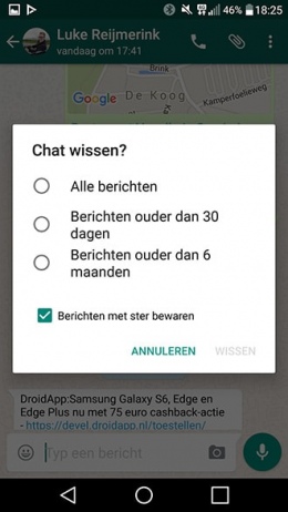 WhatsApp berichten verwijderen