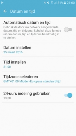 Zomertijd Galaxy S7