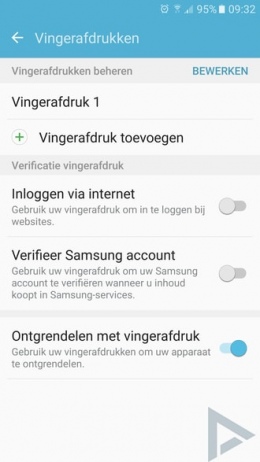 Samsung Galaxy S7 vingerafdruk