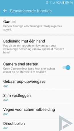 Samsung Galaxy S7 geavanceerde functies