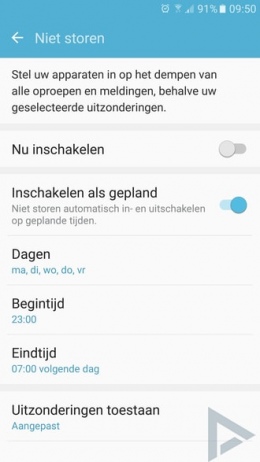 Samsung Galaxy S7 niet storen