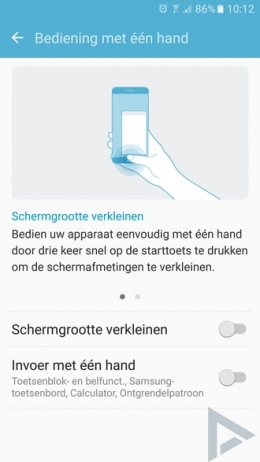 Samsung Galaxy S7 bediening een hand