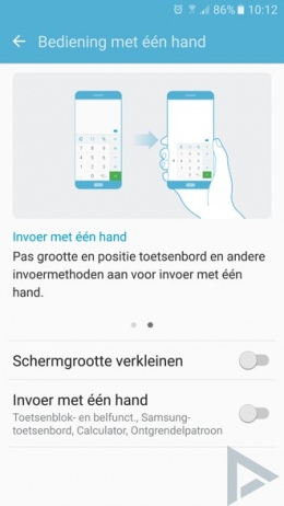 Samsung Galaxy S7 bediening een hand