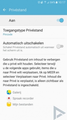 Samsung Galaxy S7 privéstand