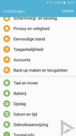 Samsung Galaxy S7 Instellingen