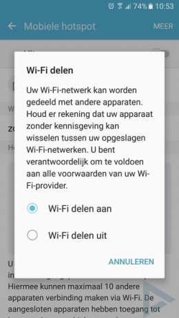 Samsung Galaxy S7 wifi delen hotspot