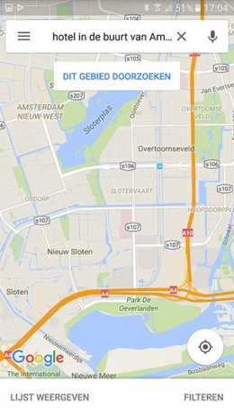 Google Maps gebied doorzoeken