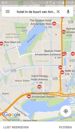 Google Maps gebied doorzoeken