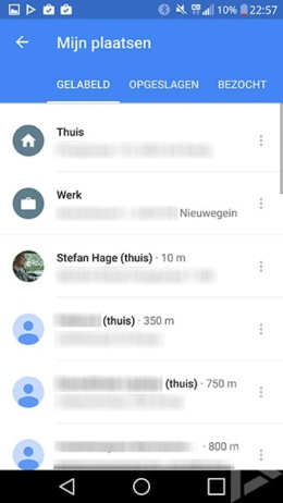 Google Maps 9.25.1 contacten