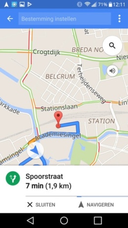 Google Maps Beginnen met rijden