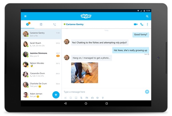 Skype 7.0 tablet