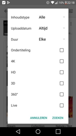 YouTube filteren