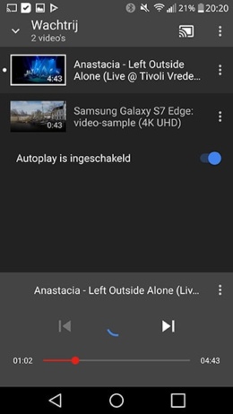 YouTube Chromecast wachtrij