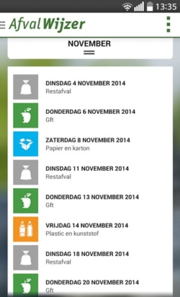 Afvalwijzer app