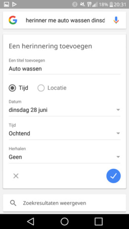 Google Now herinnering