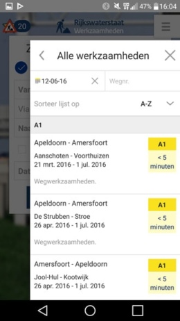 Rijkswaterstaat werkzaamheden app