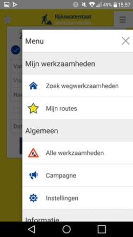 Rijkswaterstaat werkzaamheden app