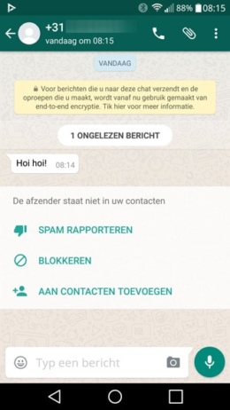 WhatsApp niet opgeslagen contact