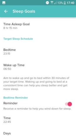 Fitbit slaapschema instellingen