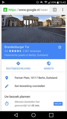 Google Now bezoekduur