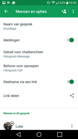 Hangouts 11 Groep link