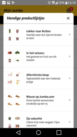 Jumbo app lijsten