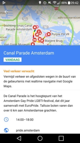 Amsterdam Canal Parade 2016 Google Maps