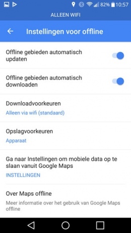 Google Maps wifi instellingen