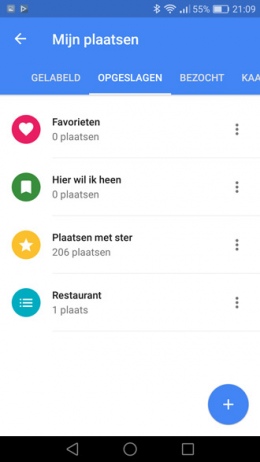 Google Maps lijsten