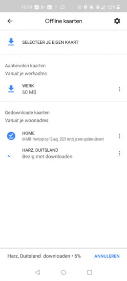 Google Maps offline kaarten