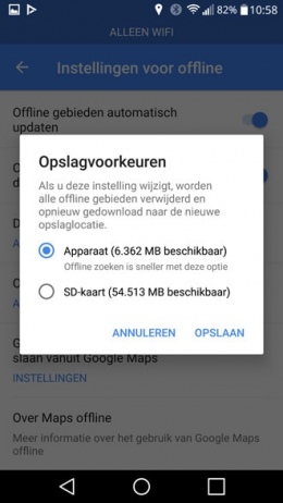 Google Maps opslag