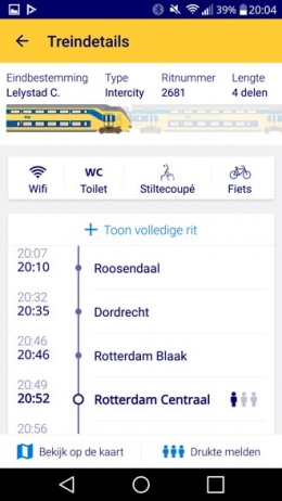 NS app samenstelling trein