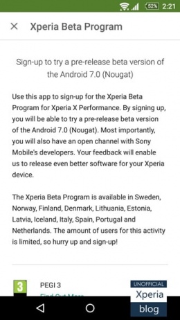 Sony Xperia X Performance Nougat beta