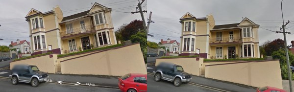 Google Street View gebouwen onder een hoek
