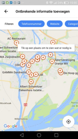 Google Maps ontbrekende informatie