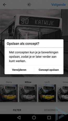 Instagram concept opslaan