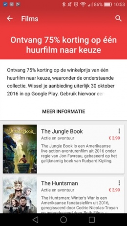 Korting Google Play Movies